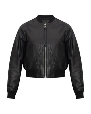 AllSaints Orten レザー ジップフロント ボンバージャケット - ブラック - サムネイル1