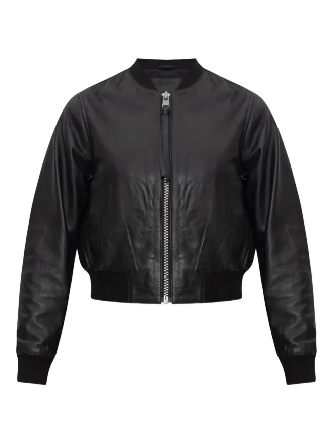 ALLSAINTS AllSaints Orten レザー ジップフロント ボンバージャケット - ブラックの商品画像