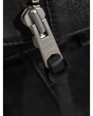 AllSaints Orten レザー ジップフロント ボンバージャケット - ブラック - サムネイル5