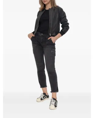 AllSaints Orten レザー ジップフロント ボンバージャケット - ブラック - サムネイル2