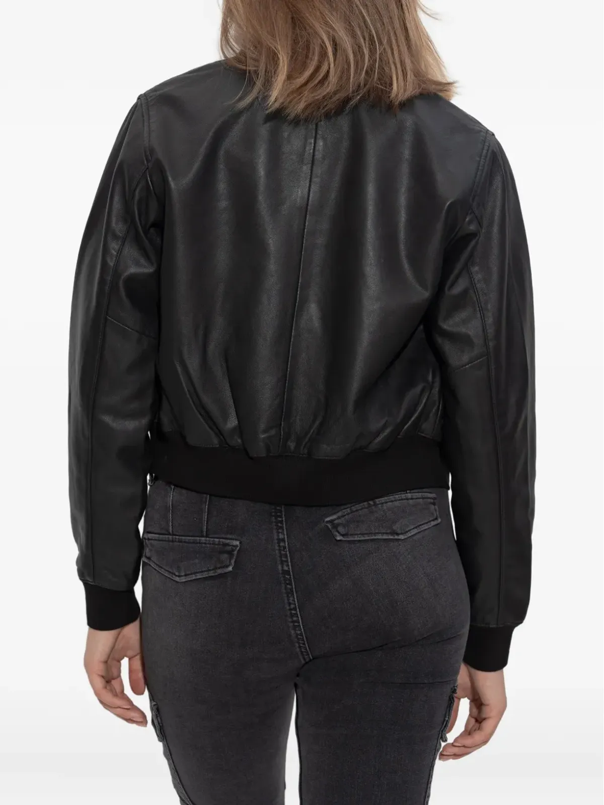 AllSaints Orten レザー ジップフロント ボンバージャケット - ブラック - 画像4