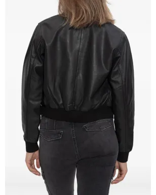 AllSaints Orten レザー ジップフロント ボンバージャケット - ブラック - サムネイル4