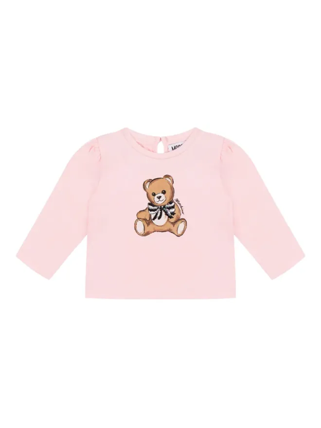 Moschino Kids Moschino Kids テディベア柄長袖トップス - ピンクの商品画像