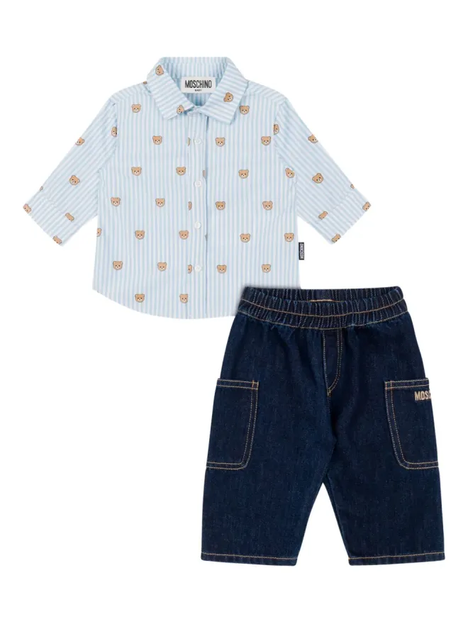 Moschino Kids Moschino Kids ストライプベアプリントシャツの商品画像