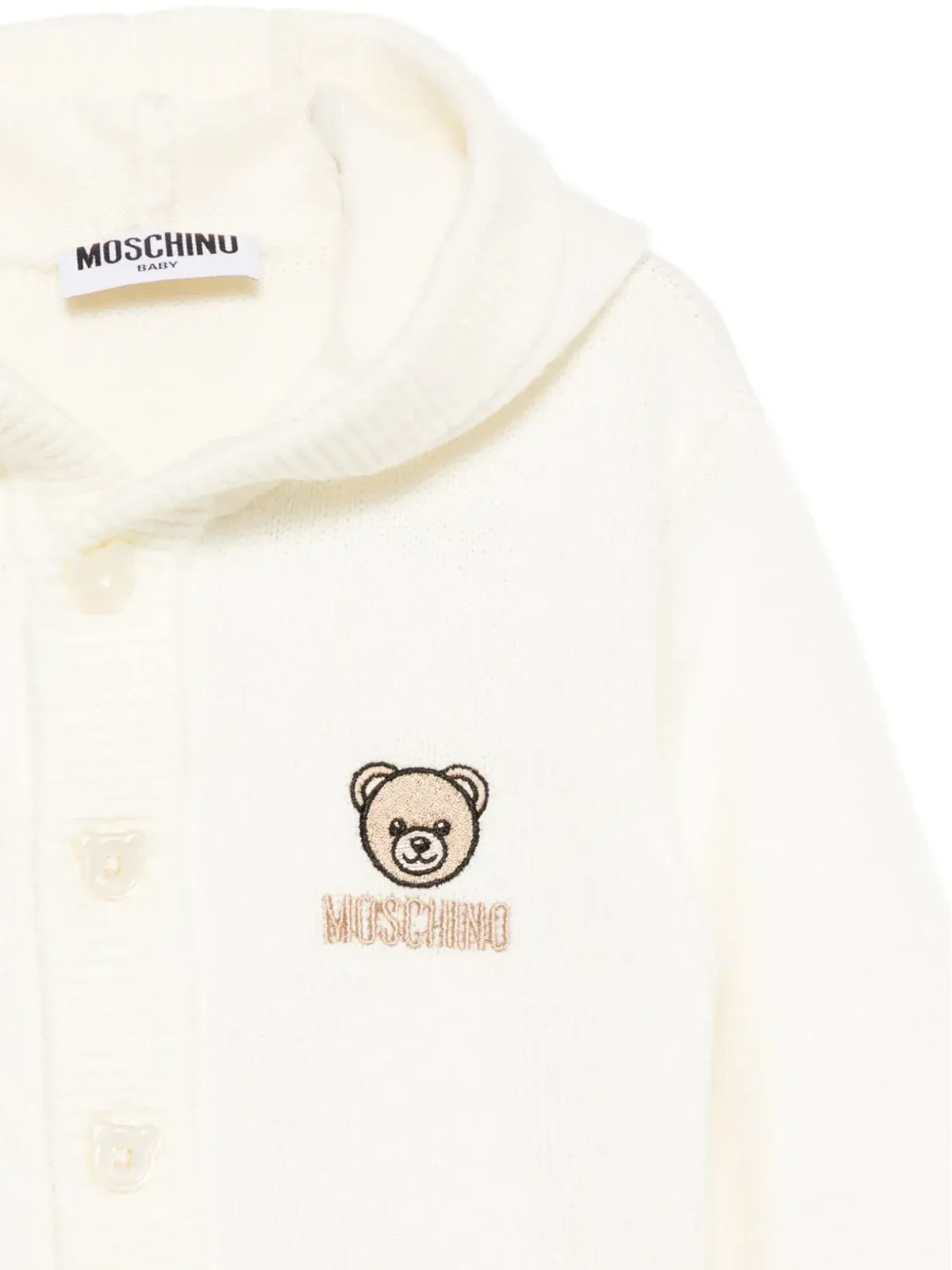 Moschino Kids フーデッド ロゴ刺繍 カーディガン - Neutrals - 画像3