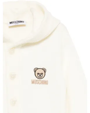 Moschino Kids フーデッド ロゴ刺繍 カーディガン - Neutrals - サムネイル3