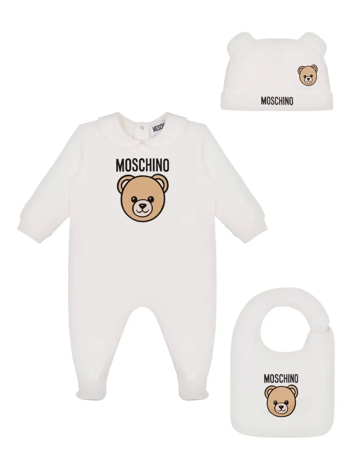 Moschino Kids ベアーロゴ ベビーロンパース ギフトセット - 画像1