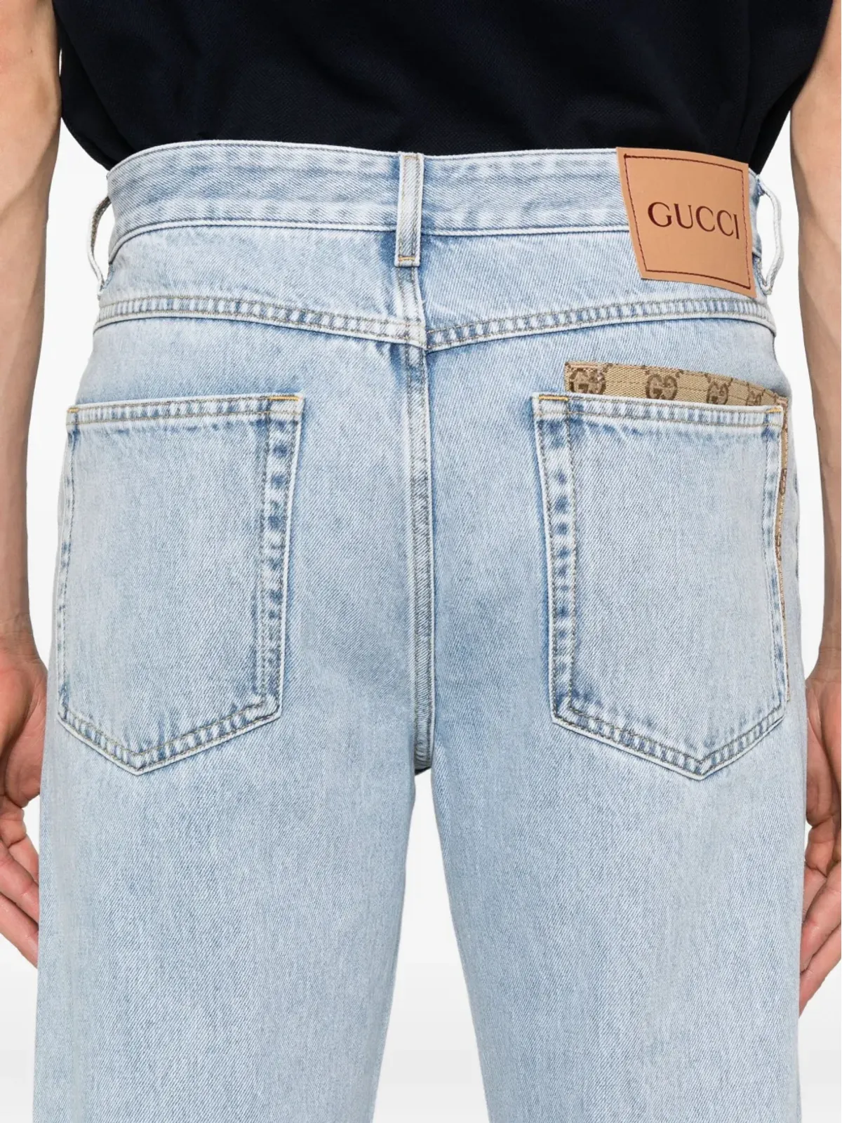 Gucci GGキャンバス挿入ジーンズ - ライトブルー - 画像5