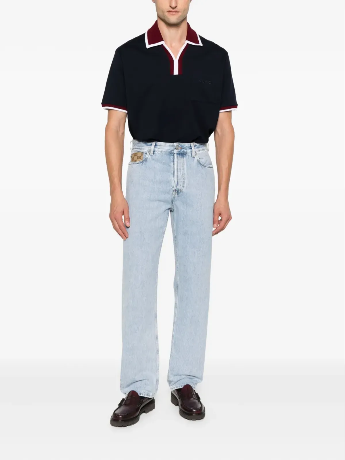 Gucci GGキャンバス挿入ジーンズ - ライトブルー - 画像2