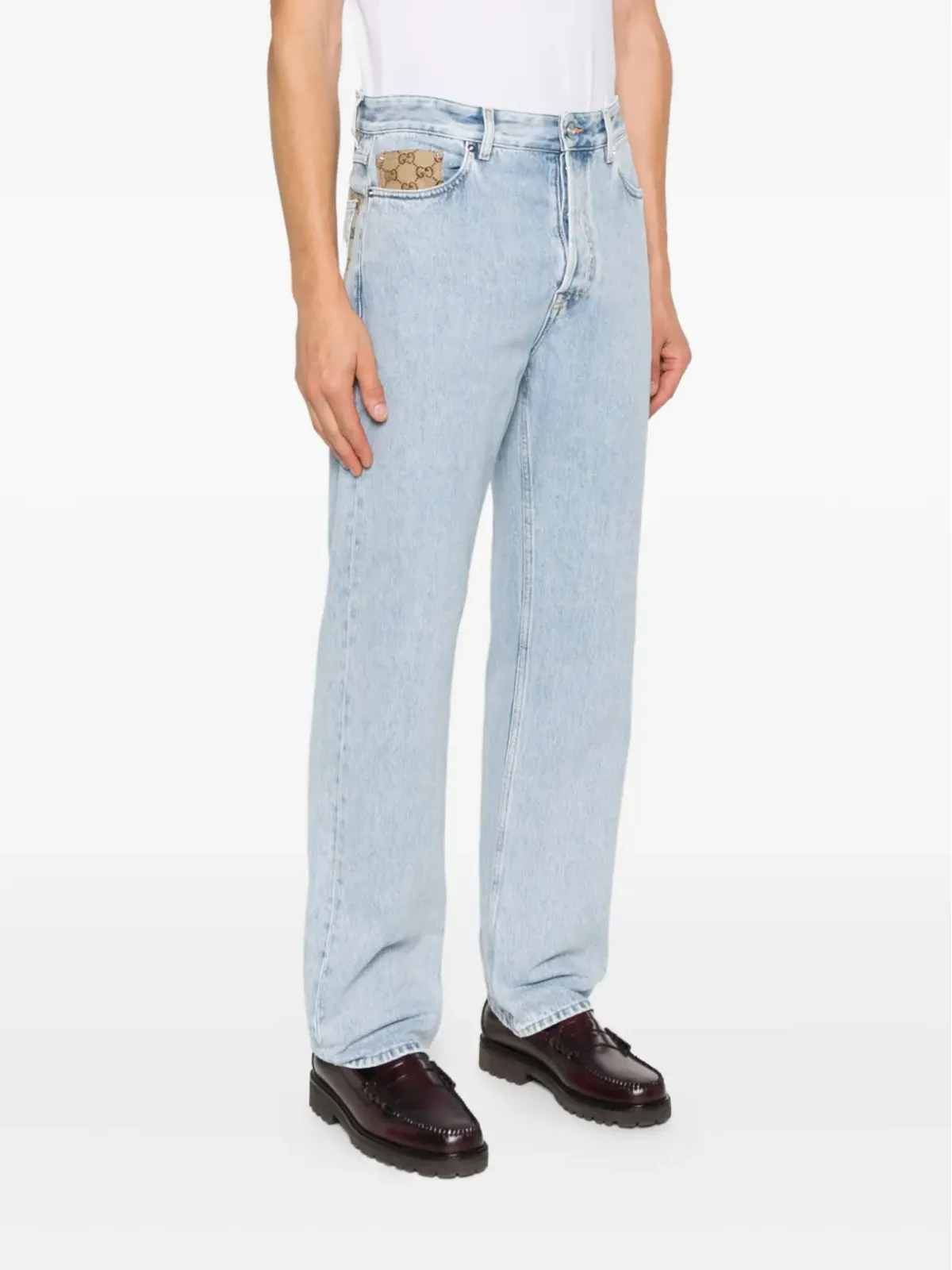 Gucci GGキャンバス挿入ジーンズ - ライトブルー - 画像3