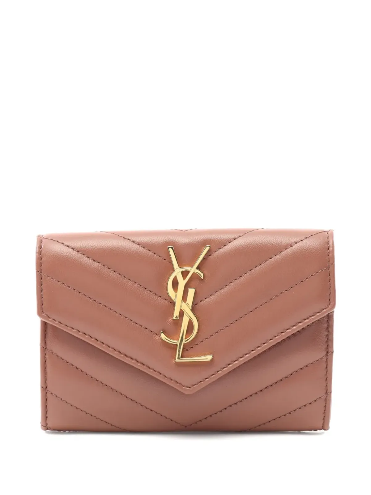 Saint Laurent Pre-Owned キルテッドレザー 二つ折り財布 ブラウン - 画像1