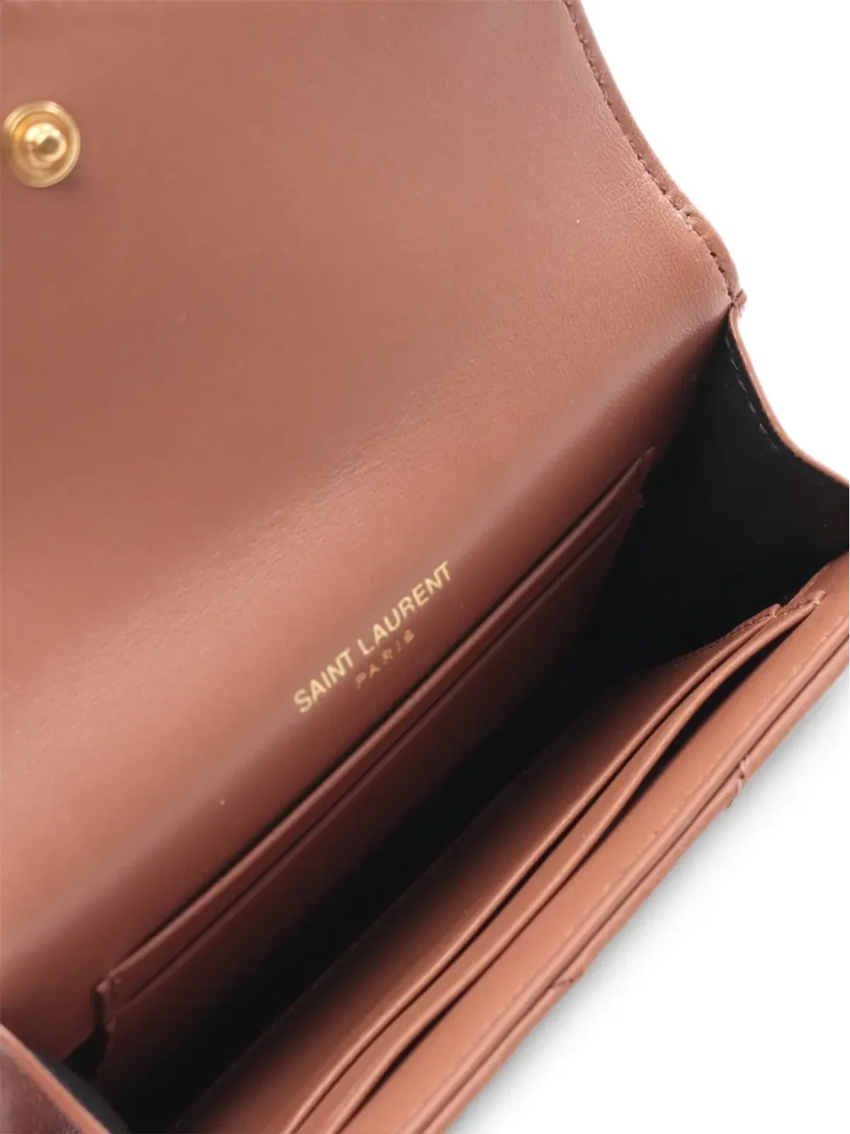 Saint Laurent Pre-Owned キルテッドレザー 二つ折り財布 ブラウン - 画像4