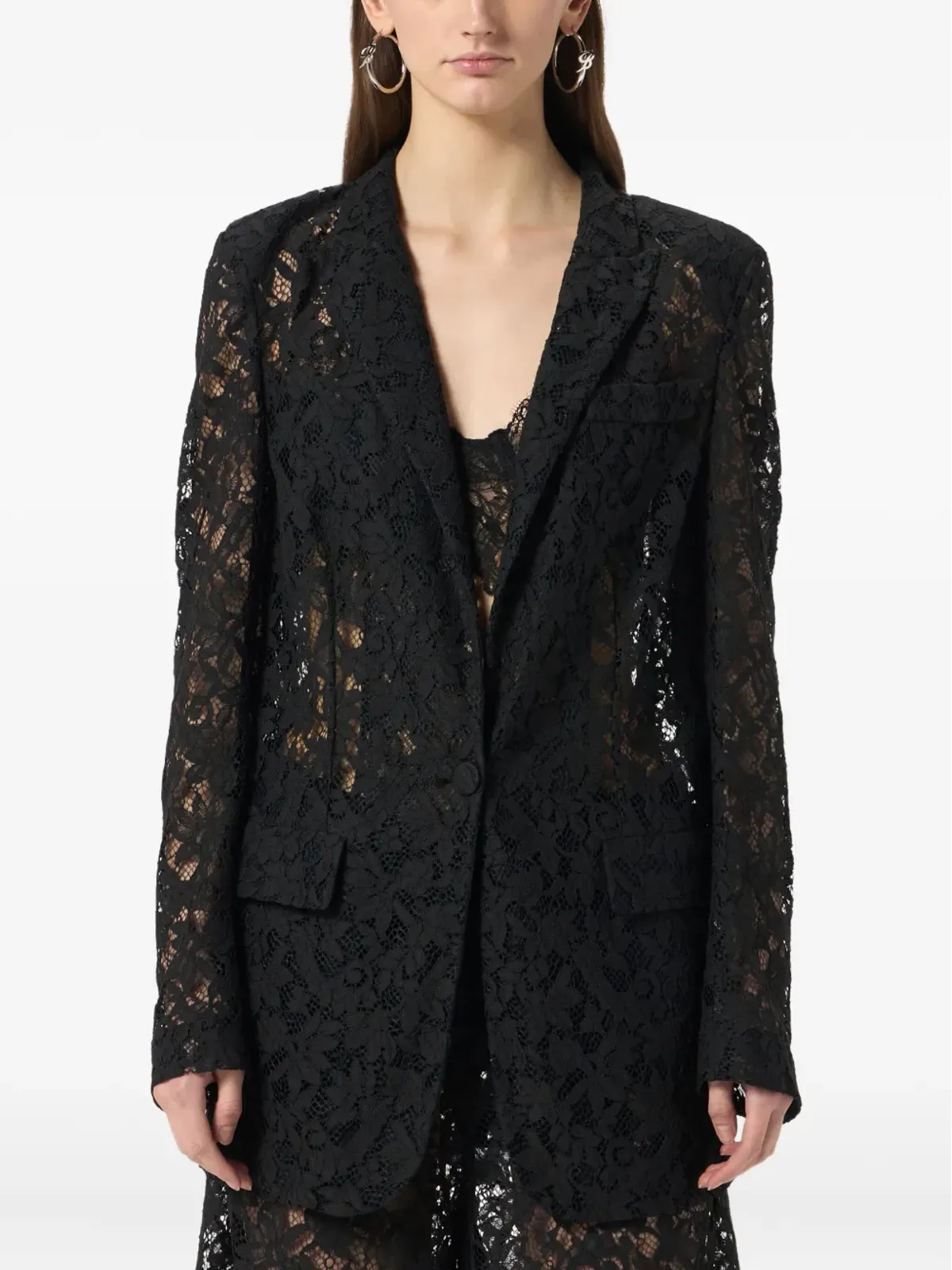 Blumarine 花柄レースのシングルブレストブレザー - 画像3