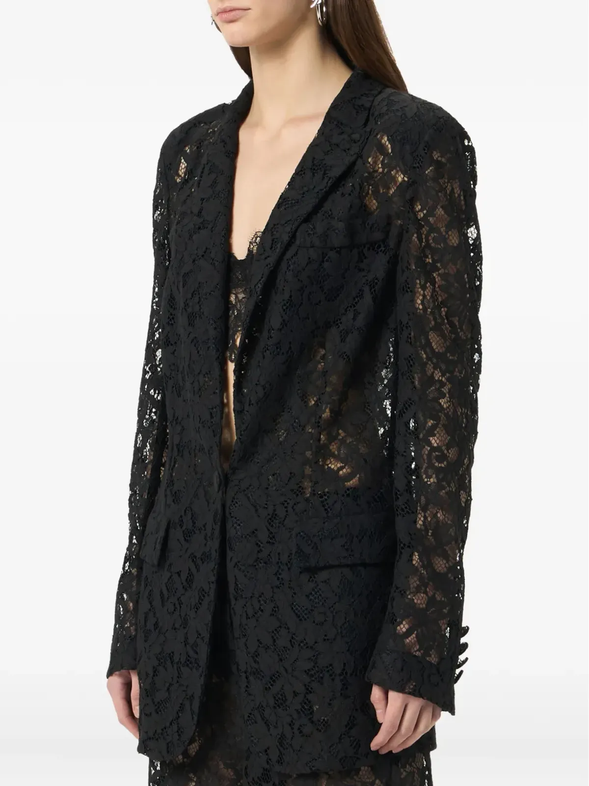 Blumarine 花柄レースのシングルブレストブレザー - 画像4