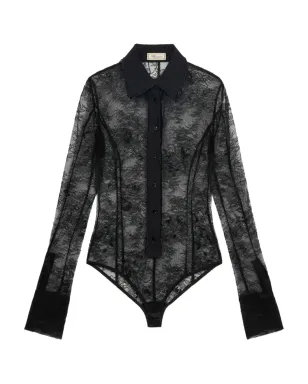 Blumarine レースパネルドシャツボディスーツ - サムネイル1