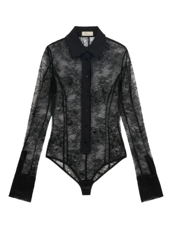 Blumarine Blumarine レースパネルドシャツボディスーツの商品画像