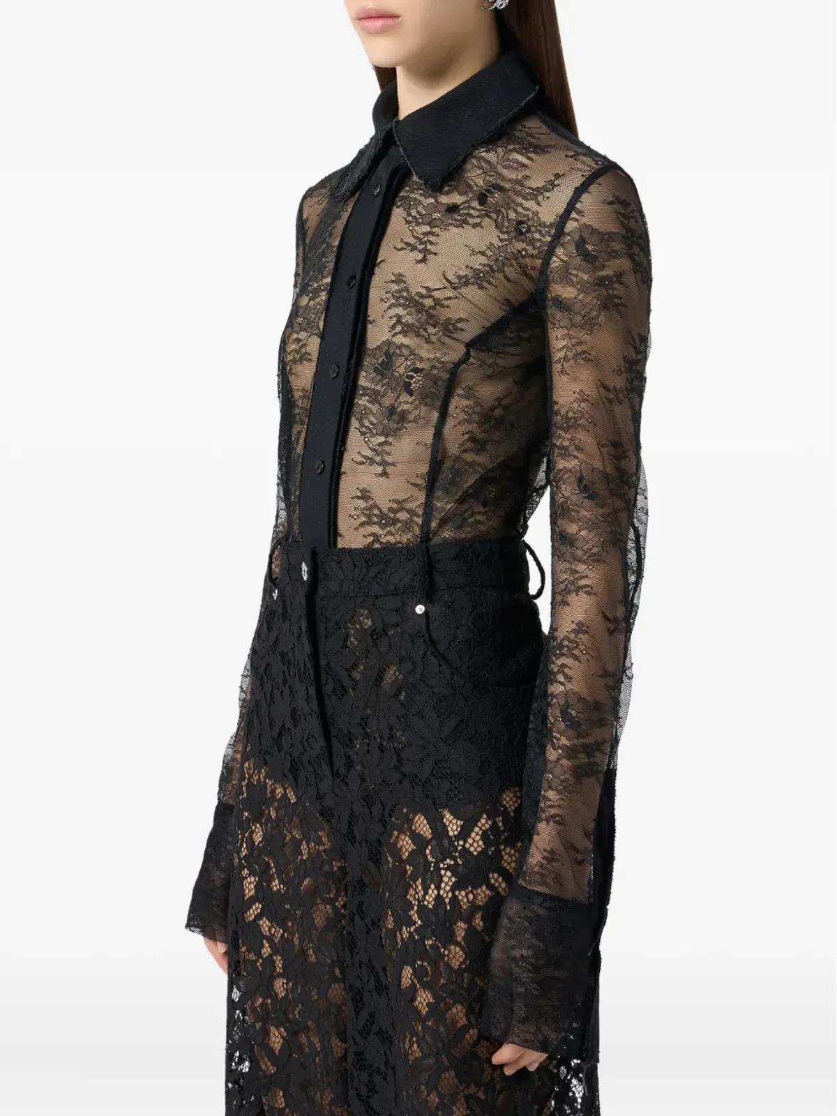 Blumarine レースパネルドシャツボディスーツ - 画像4