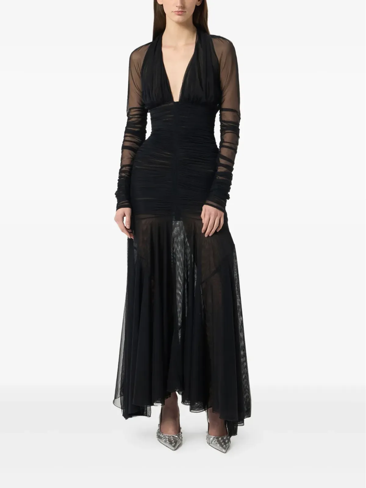 Blumarine ギャザー入りチュールドレス - 画像5
