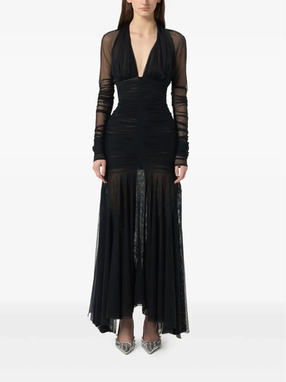 Blumarine ギャザー入りチュールドレス - 画像2