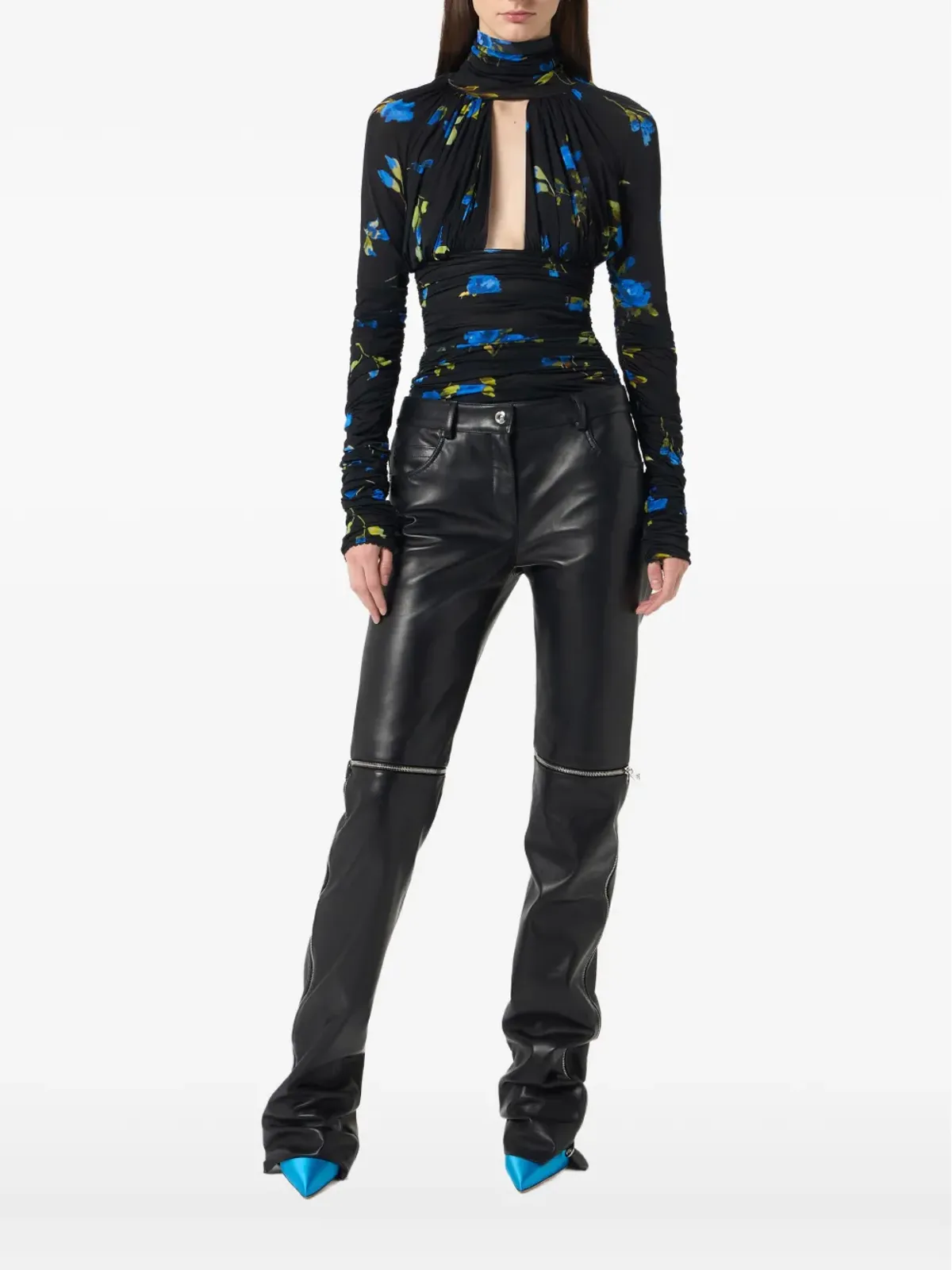 Blumarine 花柄プリントのルシュードボディスーツ - 画像1