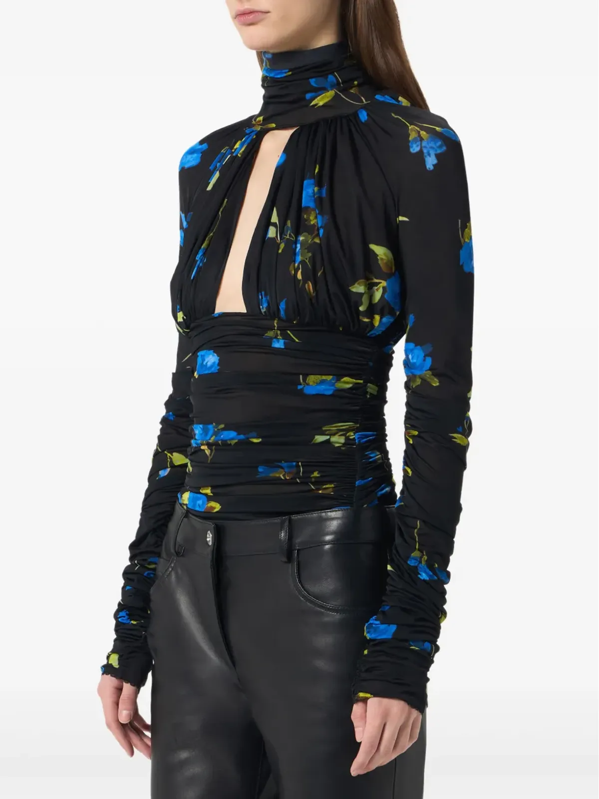 Blumarine 花柄プリントのルシュードボディスーツ - 画像3