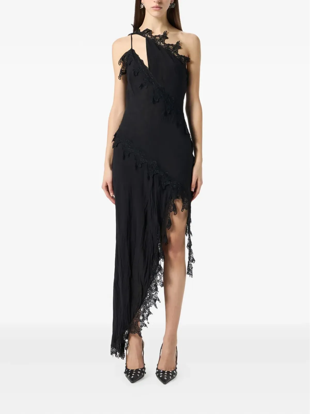 Blumarine アシンメトリックレース装飾ドレス - 画像2