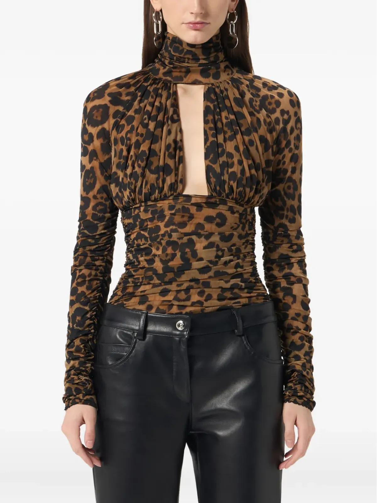 Blumarine レオパード柄 ギャザー入り ボディスーツ - 画像3