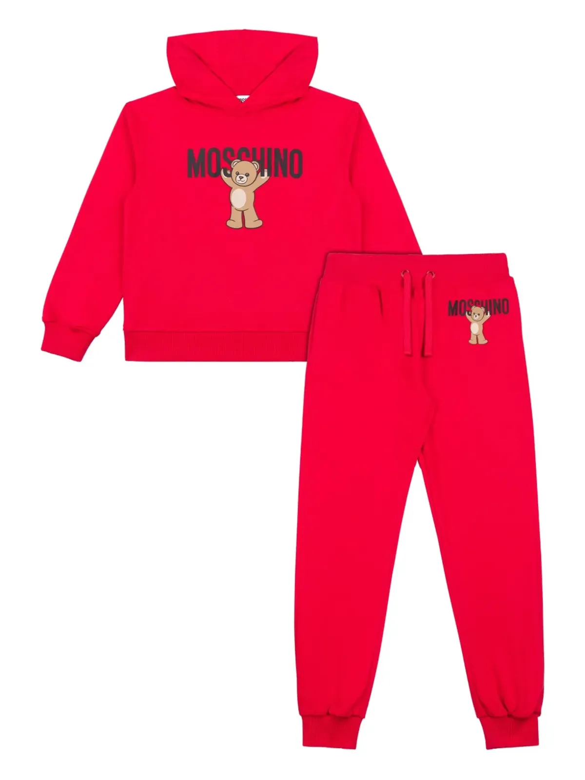 Moschino Kids teddy-print tracksuit - Red - 画像1