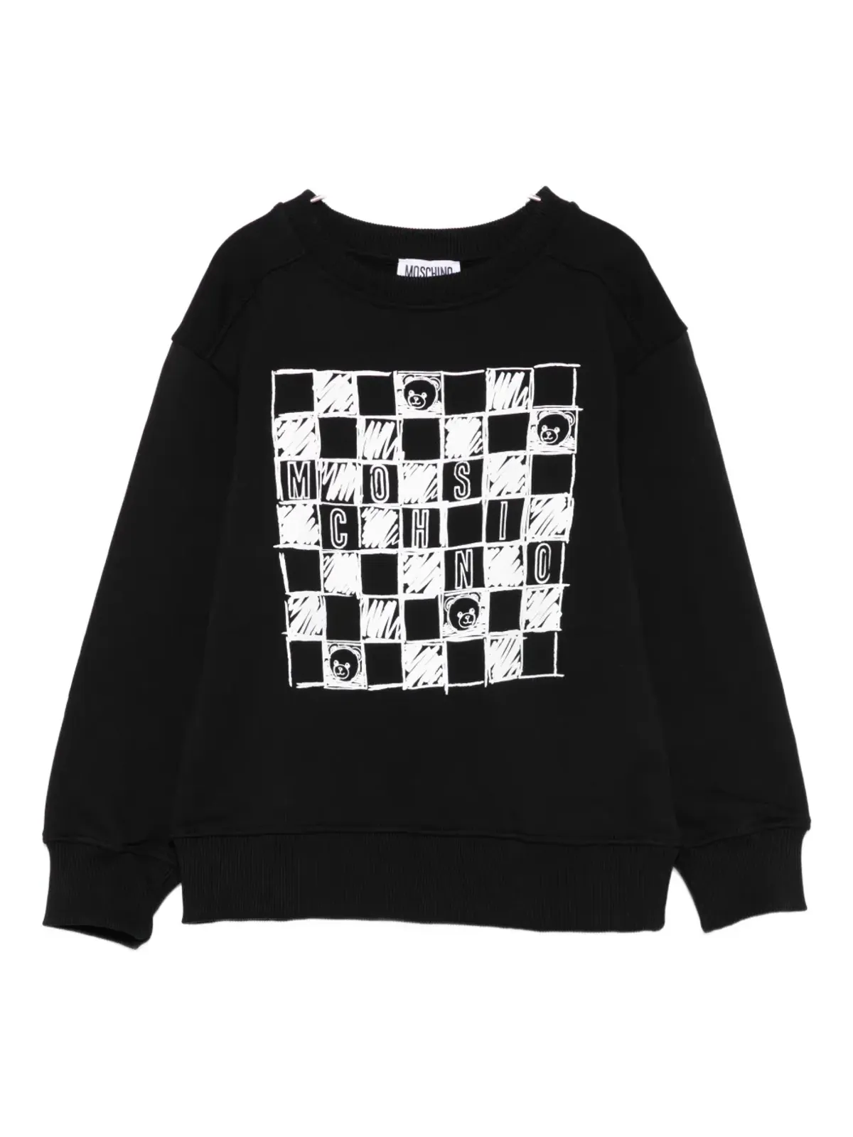 Moschino Kids チェッカーボード柄 テディベア スウェット - 画像1