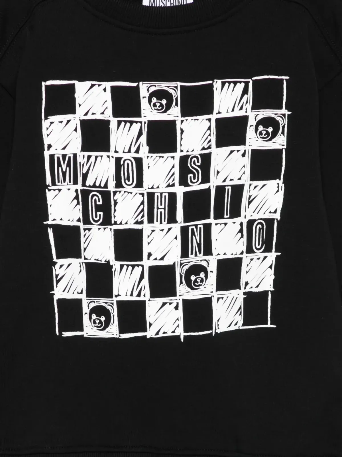 Moschino Kids チェッカーボード柄 テディベア スウェット - 画像3