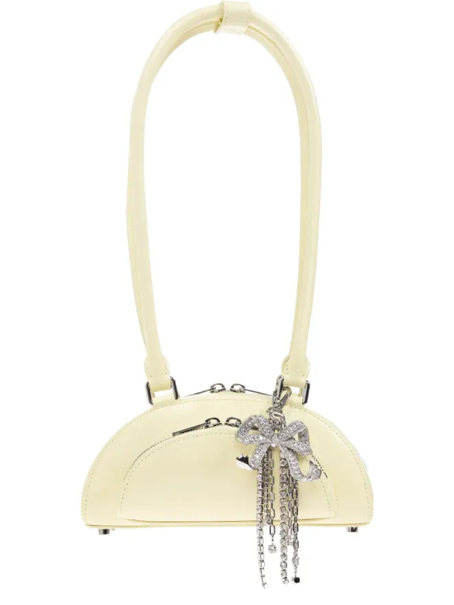 self-portrait Self-Portrait leather charm-detail shoulder bag - Yellowの商品画像