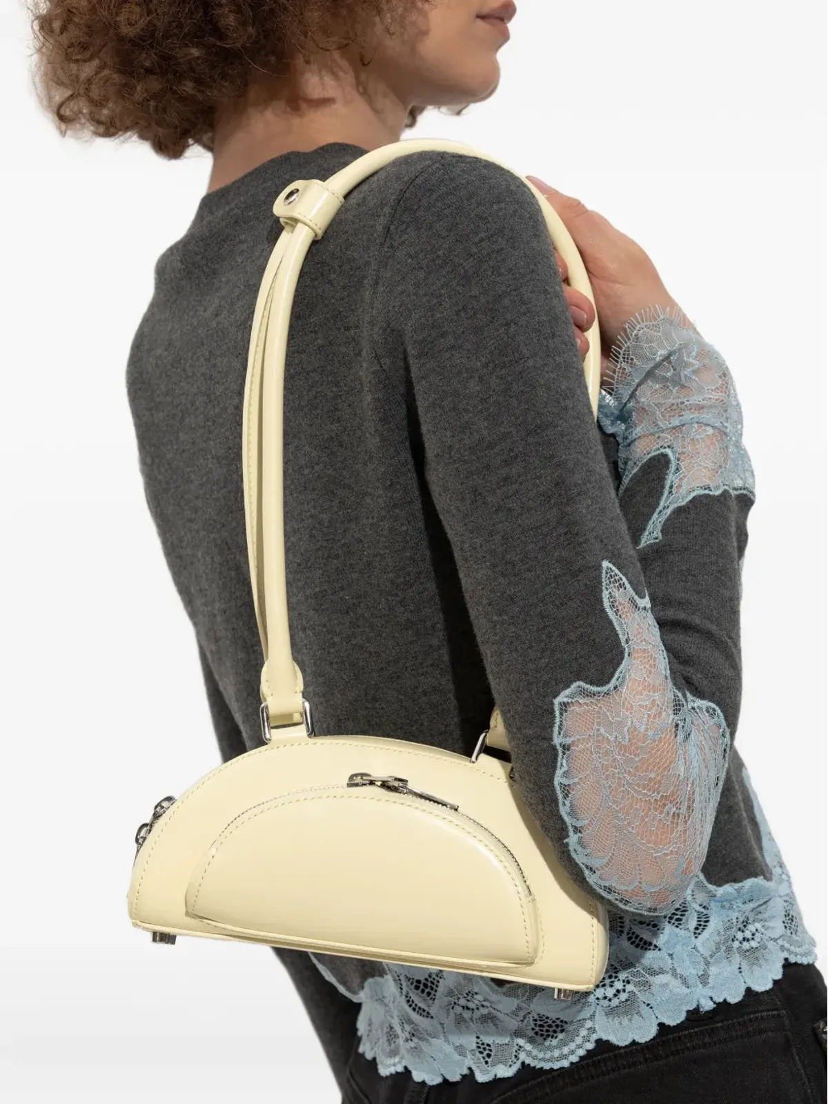 Self-Portrait leather charm-detail shoulder bag - Yellow - 画像2