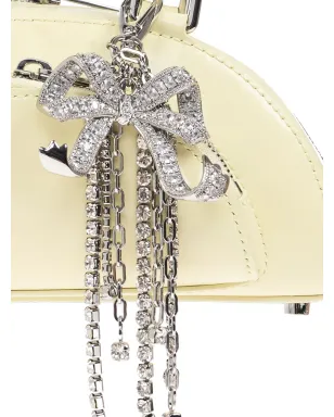 Self-Portrait leather charm-detail shoulder bag - Yellow - サムネイル4