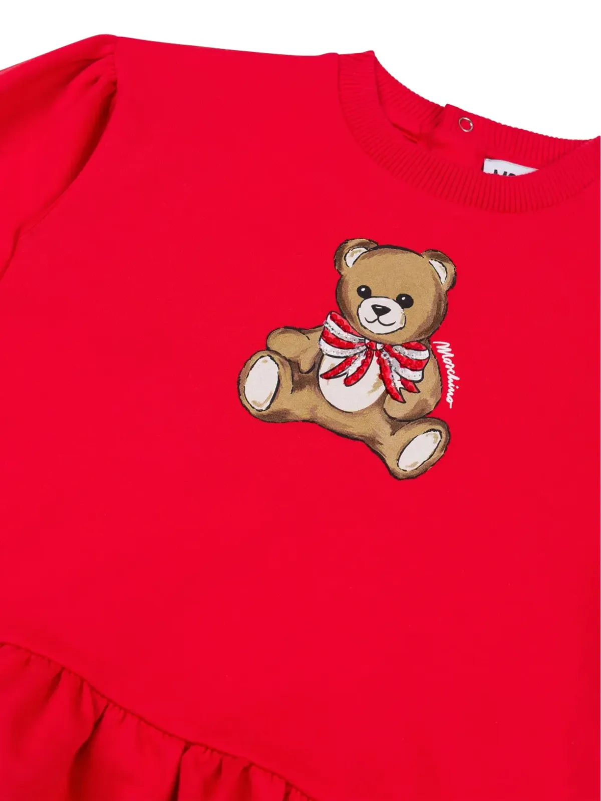 Moschino Kids テディベアモチーフのフリルヘムドレス - レッド - 画像3