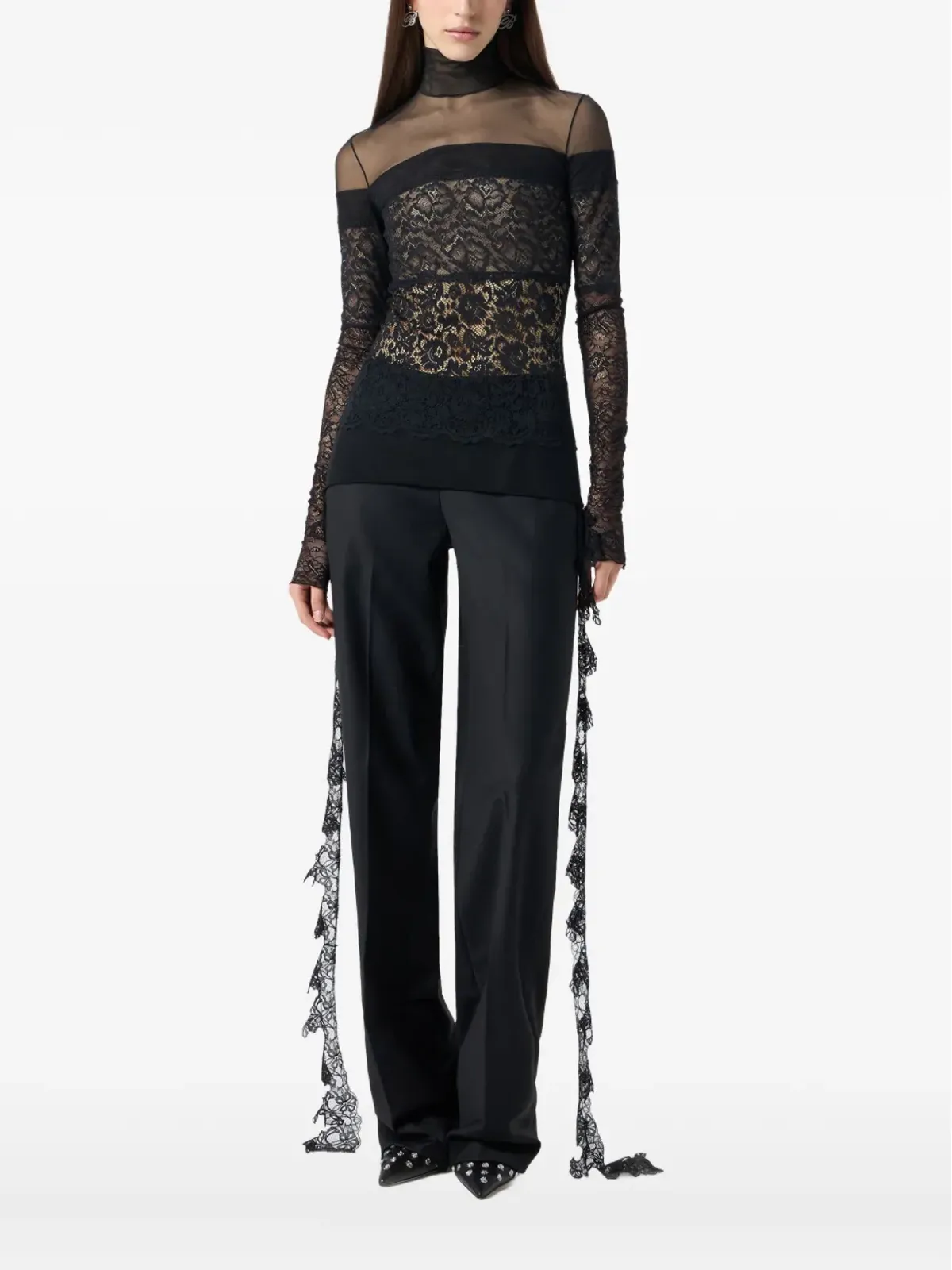 Blumarine シアーレースモックネックトップ - 画像2