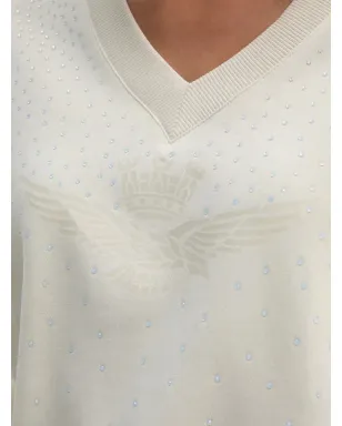 Aeronautica Militare クリスタル装飾Vネック スウェットシャツ - サムネイル4