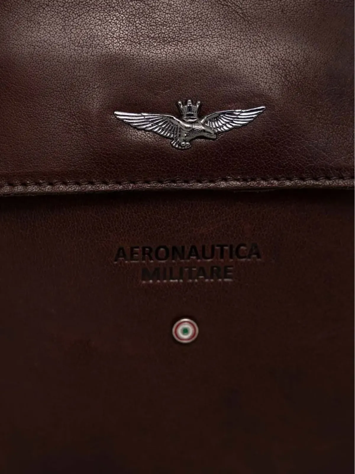 Aeronautica Militare フラップポケット レザー メッセンジャーバッグ - 画像4