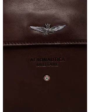 Aeronautica Militare フラップポケット レザー メッセンジャーバッグ - サムネイル4
