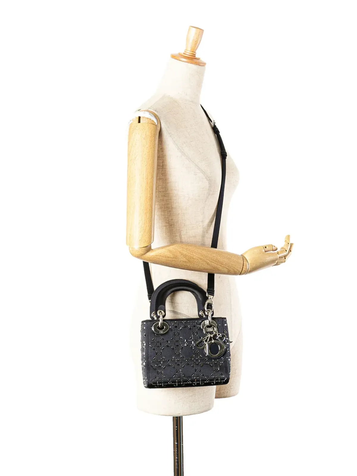 Christian Dior レディ ディオール サッチェル 2017 ミニ サテン カナージュ ストラス クリスタル エンブリッシュド - ブルー - 画像2
