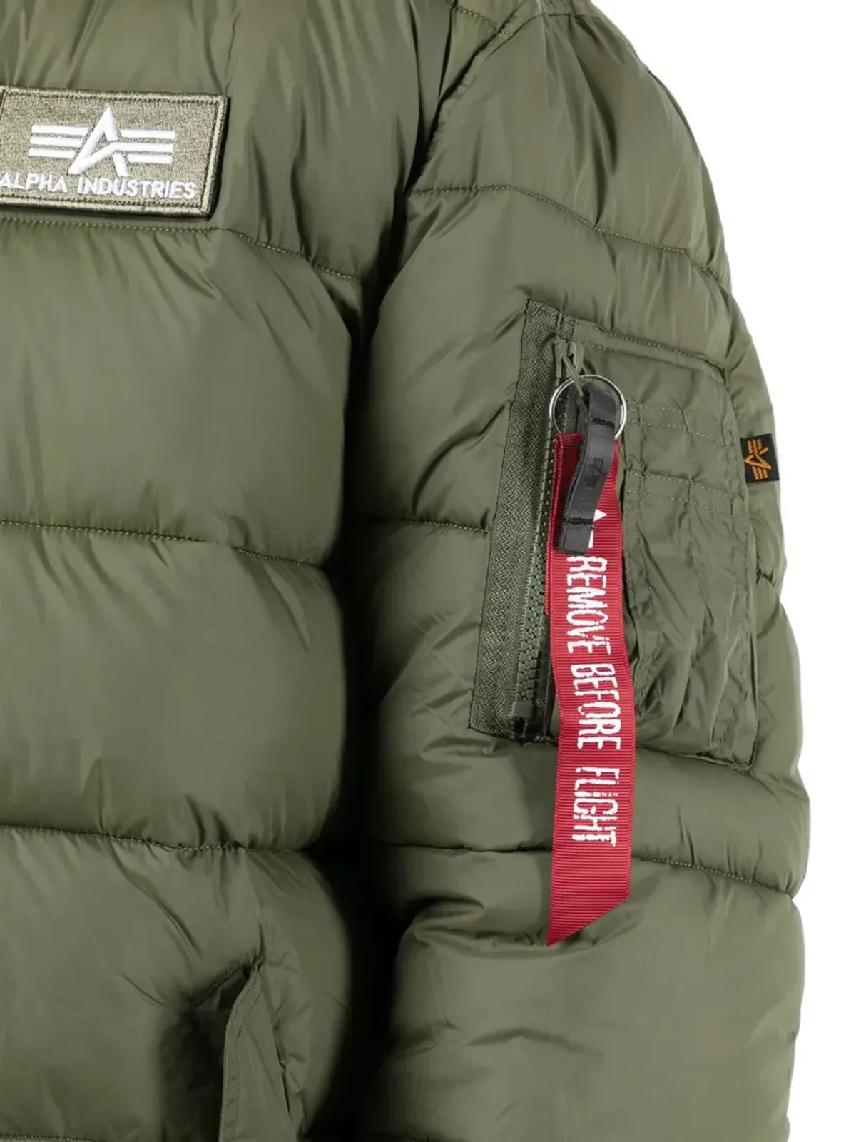 Alpha Industries フード付きキルティングジャケット（グリーン） - 画像5