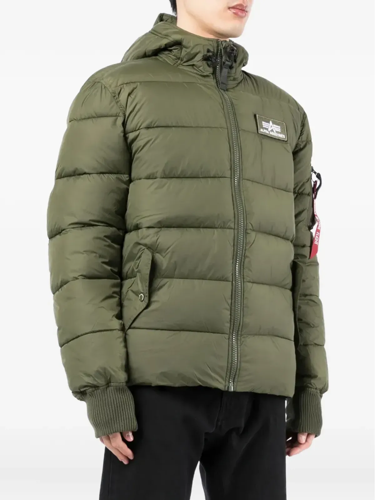 Alpha Industries フード付きキルティングジャケット（グリーン） - 画像3