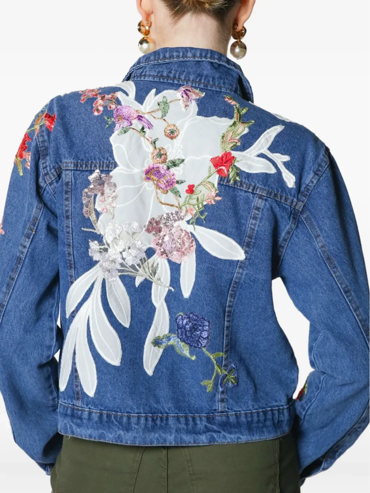 Lethicia Bronstein 花柄刺繍デニムジャケット - 画像5