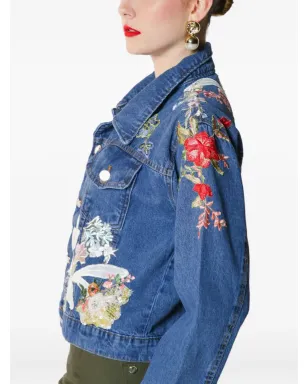 Lethicia Bronstein 花柄刺繍デニムジャケット - サムネイル4