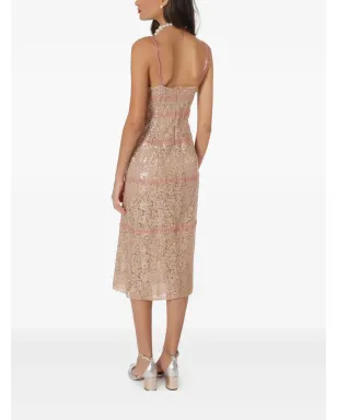 Lethicia Bronstein レース挿入パール装飾ミディドレス - サムネイル3