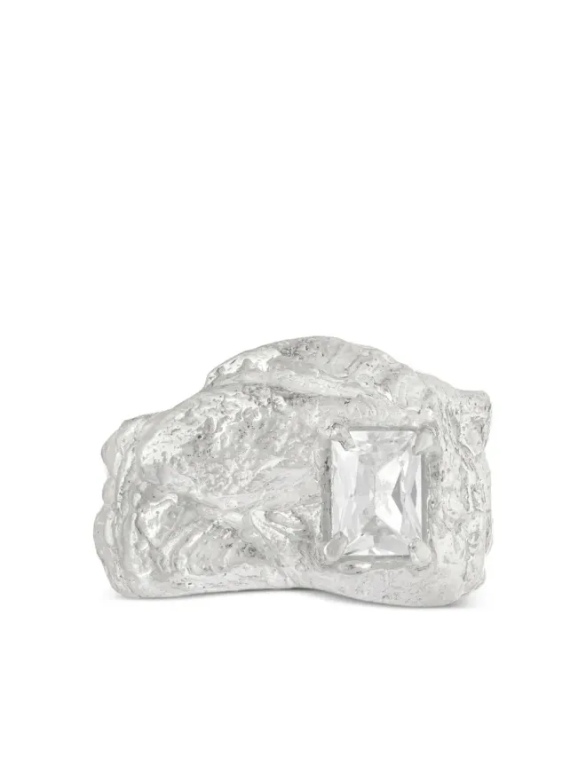 LOVENESS LEE LOVENESS LEE Kai textured white sapphire ring - Silverの商品画像