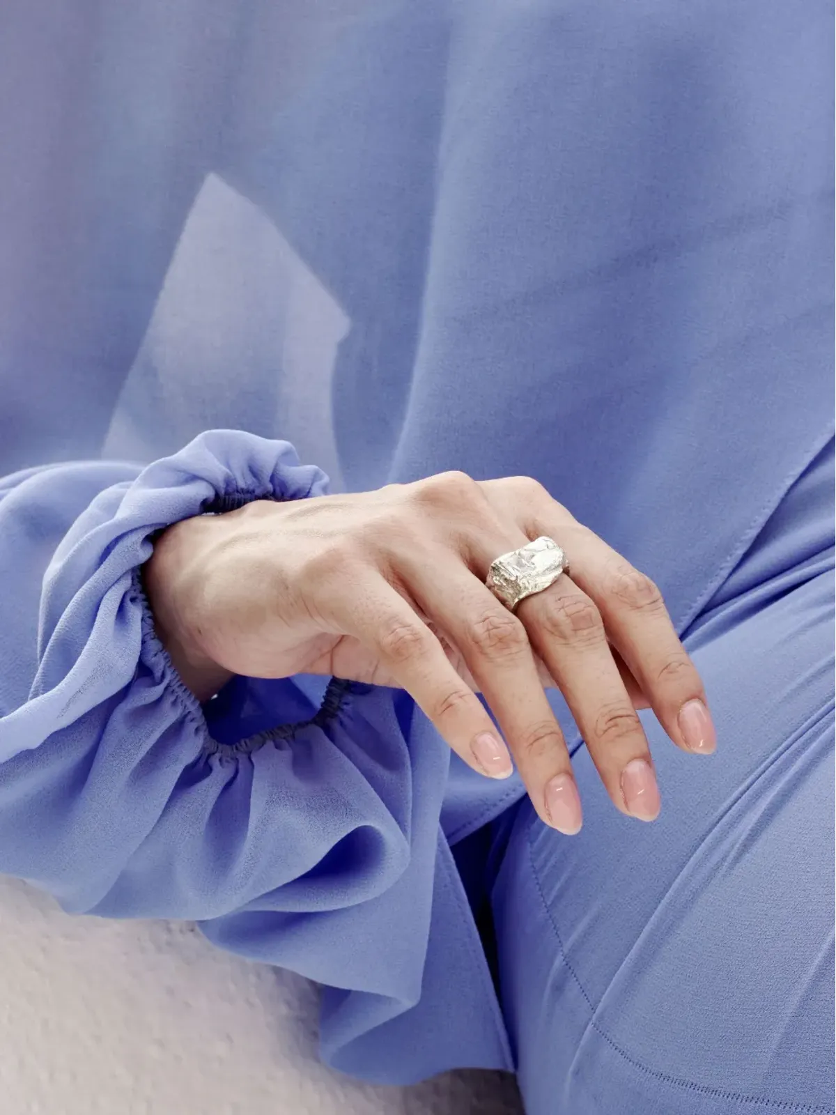 LOVENESS LEE Kai textured white sapphire ring - Silver - 画像2