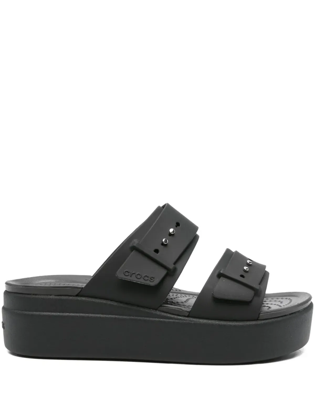 Crocs ブルックリン プラットフォーム ダブルバックル サンダル（ブラック） - 画像1
