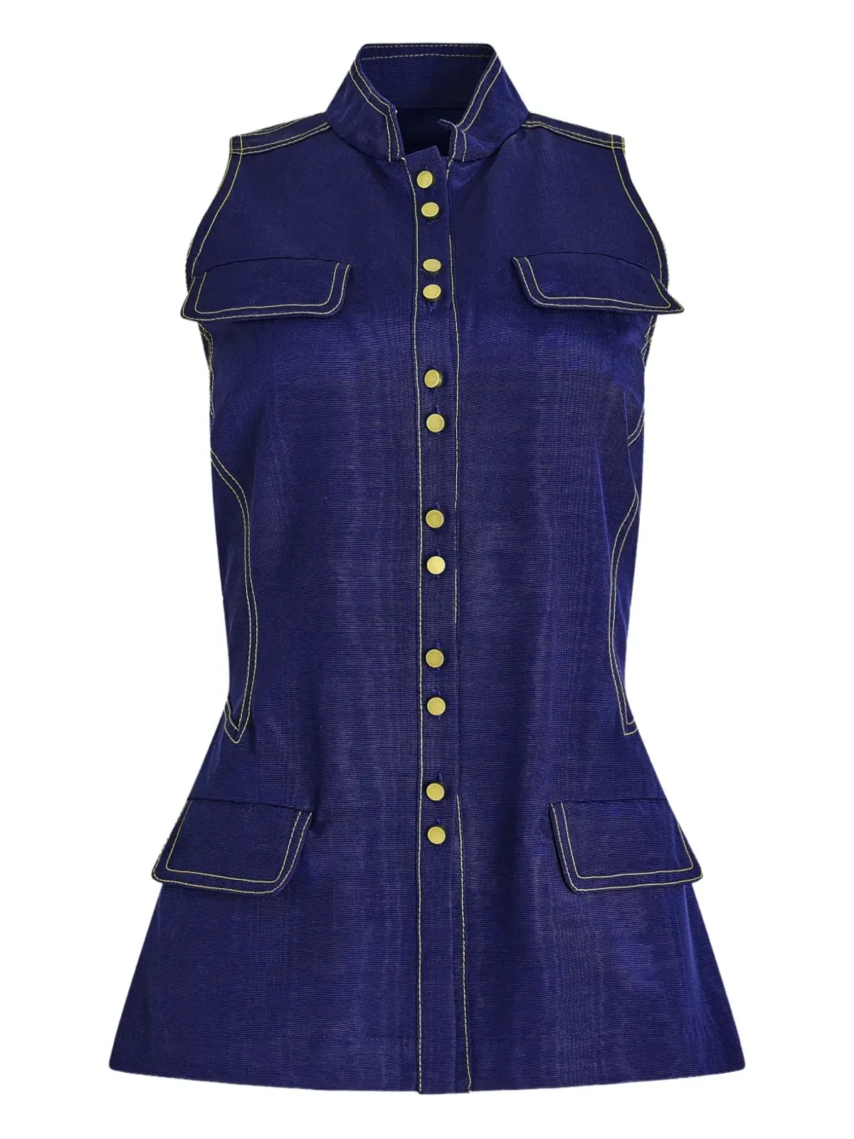 Rosie Assoulin ridged buttoned vest - Blue - 画像1