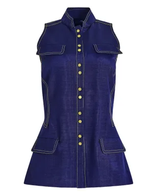 Rosie Assoulin ridged buttoned vest - Blue - サムネイル1
