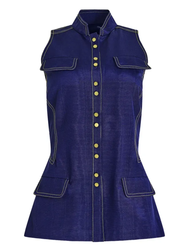 Rosie Assoulin Rosie Assoulin ridged buttoned vest - Blueの商品画像
